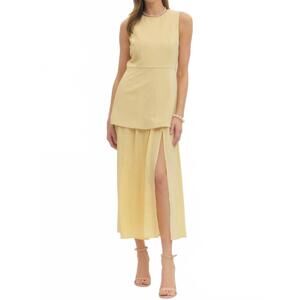 entro Yellow Midi Dress with Side Slit